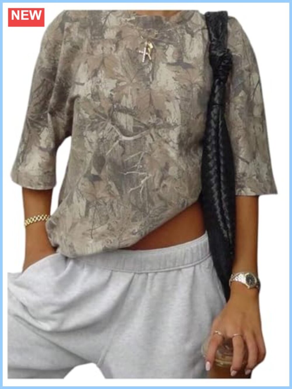 SOLY HUX Women's Camo Graphic Oversized T Shirt
